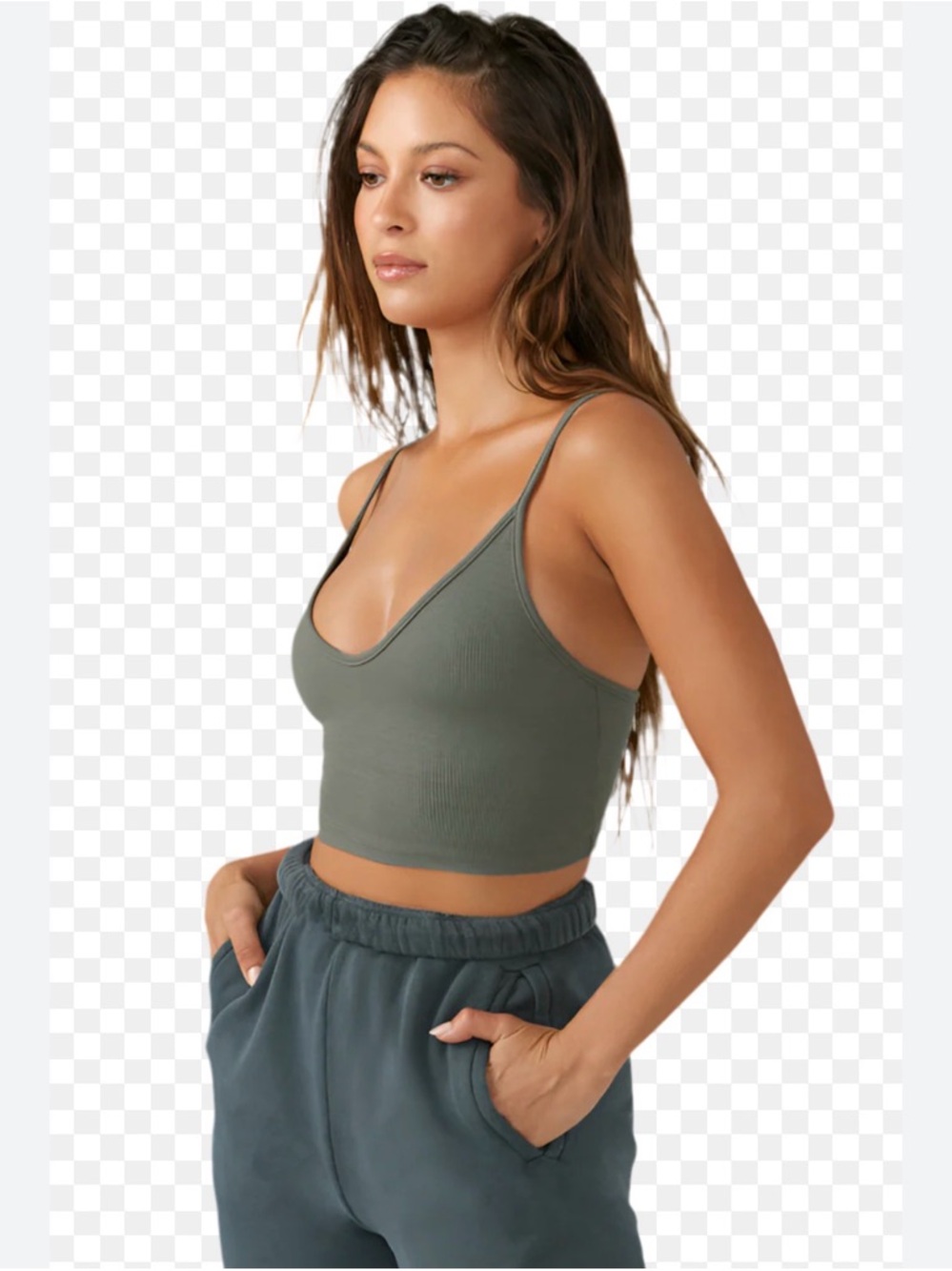 91. Joah Brown Olive Gray Ribbed V-Neck Tank